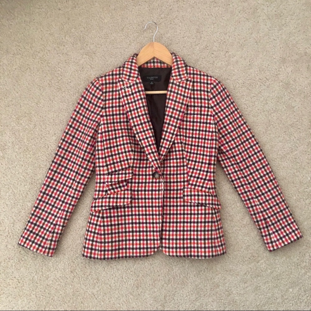 Talbot wool blend checkered blazer